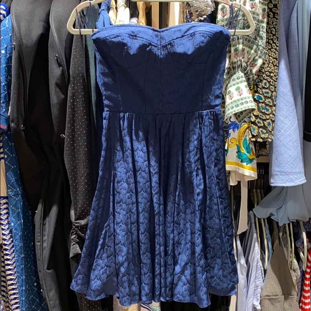 Rebecca Taylor navy strapless dress 0